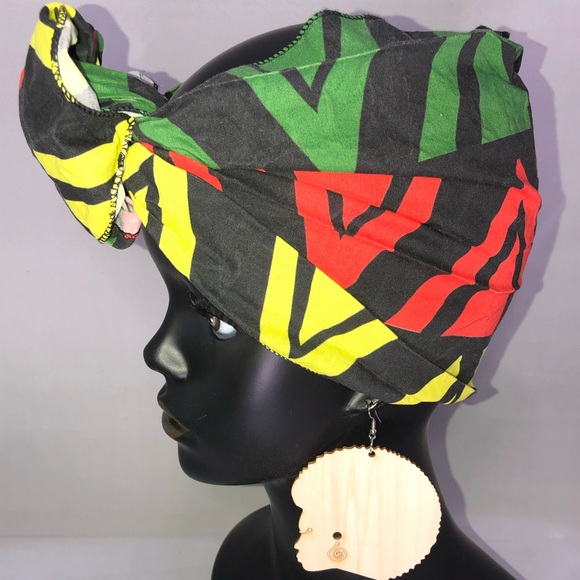 Handmade Laser Cut Wood Afro Earrings - Picture 4 of 4